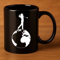 Golfer on top of the World Golf Logo 11oz C Handle Ceramic Mug