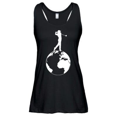 Golfer on top of the World Golf Logo Ladies Essential Flowy Tank
