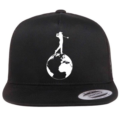 Golfer on top of the World Golf Logo Flatbill Hat