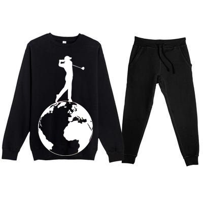 Golfer on top of the World Golf Logo Premium Crewneck Sweatsuit Set