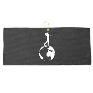 Golfer on top of the World Golf Logo Large Microfiber Waffle Golf Towel