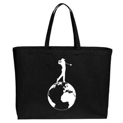 Golfer on top of the World Golf Logo Cotton Canvas Jumbo Tote