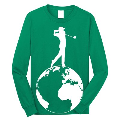 Golfer on top of the World Golf Logo Long Sleeve Shirt