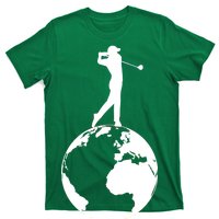 Golfer on top of the World Golf Logo T-Shirt