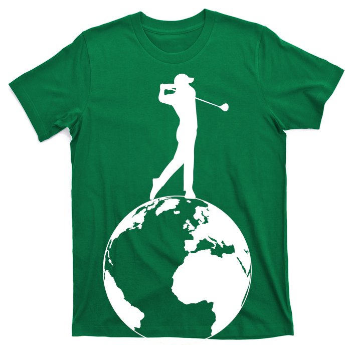 Golfer on top of the World Golf Logo T-Shirt