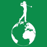 Golfer on top of the World Golf Logo Button