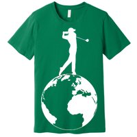 Golfer on top of the World Golf Logo Premium T-Shirt