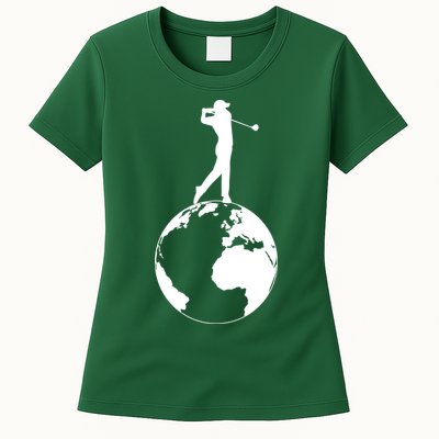 Golfer on top of the World Golf Logo Womens T-Shirt