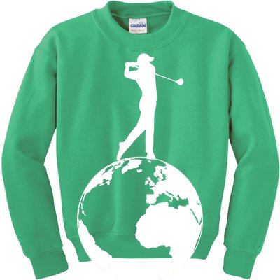 Golfer on top of the World Golf Logo Kids Sweatshirt