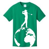 Golfer on top of the World Golf Logo Kids T-Shirt