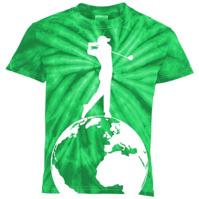 Golfer on top of the World Golf Logo Kids Tie-Dye T-Shirt