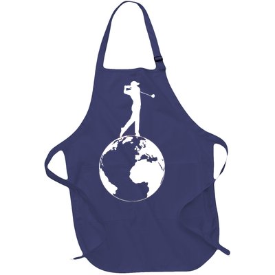 Golfer on top of the World Golf Logo Full-Length Apron With Pockets