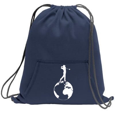 Golfer on top of the World Golf Logo Sweatshirt Cinch Pack Bag