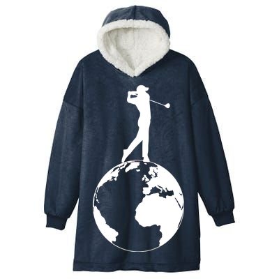 Golfer on top of the World Golf Logo Hooded Wearable Blanket