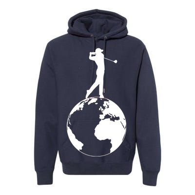 Golfer on top of the World Golf Logo Premium Hoodie