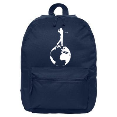 Golfer on top of the World Golf Logo 16 in Basic Backpack