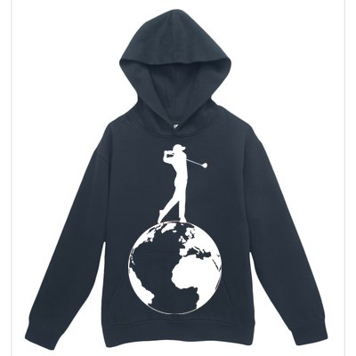 Golfer on top of the World Golf Logo Urban Pullover Hoodie