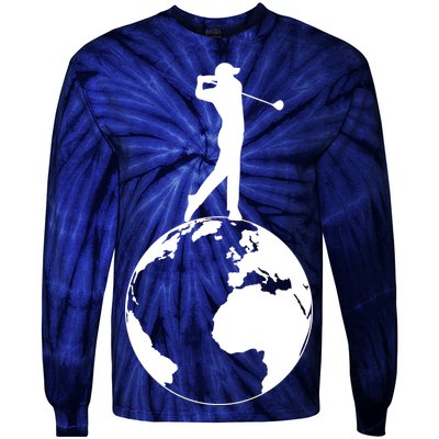 Golfer on top of the World Golf Logo Tie-Dye Long Sleeve Shirt