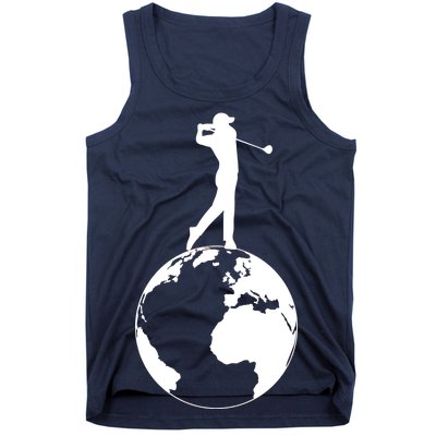 Golfer on top of the World Golf Logo Tank Top