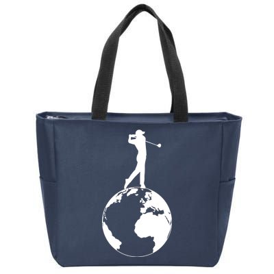 Golfer on top of the World Golf Logo Zip Tote Bag