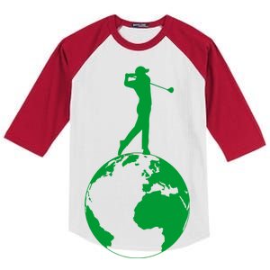 Golfer on top of the World Golf Logo Kids Colorblock Raglan Jersey