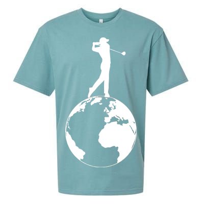 Golfer on top of the World Golf Logo Sueded Cloud Jersey T-Shirt