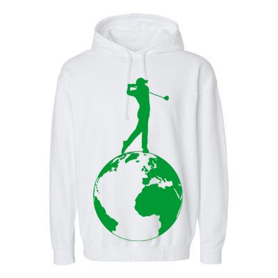 Golfer on top of the World Golf Logo Garment-Dyed Fleece Hoodie