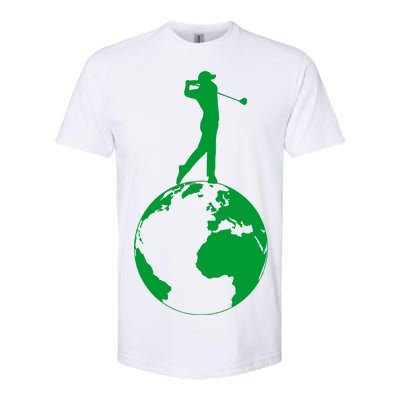 Golfer on top of the World Golf Logo Softstyle® CVC T-Shirt