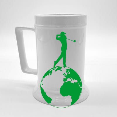 Golfer on top of the World Golf Logo Beer Stein