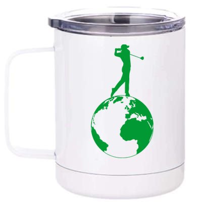 Golfer on top of the World Golf Logo 12 oz Stainless Steel Tumbler Cup