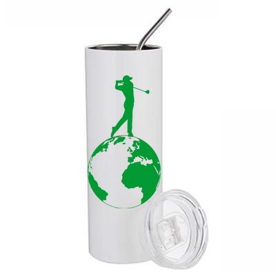 Golfer on top of the World Golf Logo Stainless Steel Tumbler