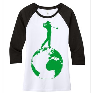 Golfer on top of the World Golf Logo Women's Tri-Blend 3/4-Sleeve Raglan Shirt