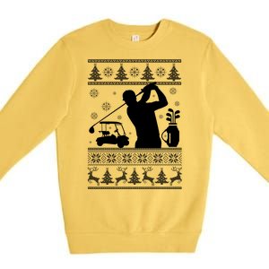 Golfing Fan Ugly Christmas Sweater Premium Crewneck Sweatshirt