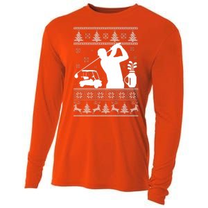 Golfing Fan Ugly Christmas Sweater Cooling Performance Long Sleeve Crew