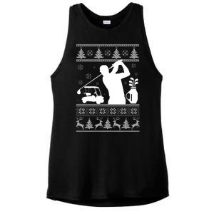 Golfing Fan Ugly Christmas Sweater Ladies PosiCharge Tri-Blend Wicking Tank