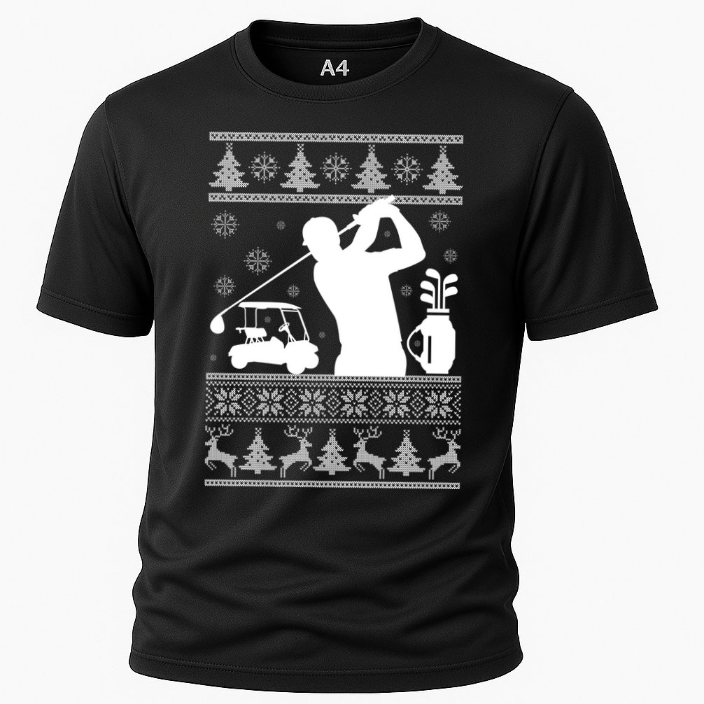 Golfing Fan Ugly Christmas Sweater Cooling Performance Crew T-Shirt