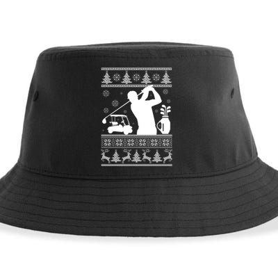 Golfing Fan Ugly Christmas Sweater Sustainable Bucket Hat