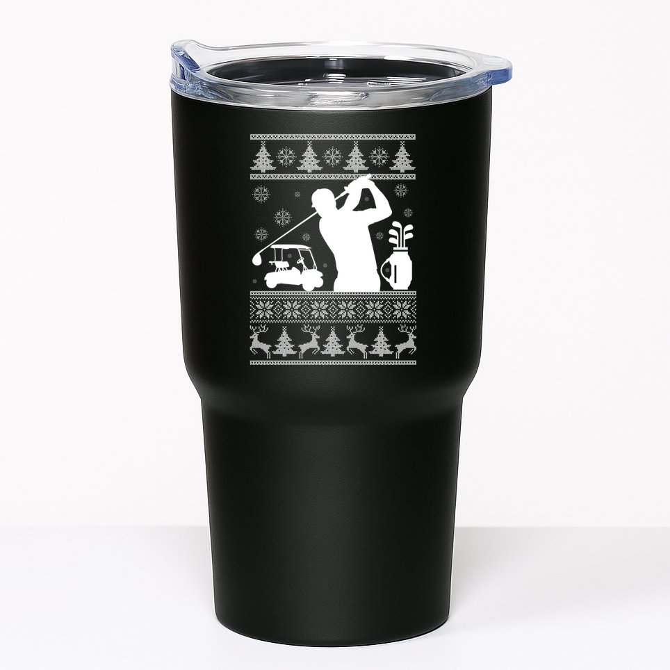 Golfing Fan Ugly Christmas Sweater Tumbler