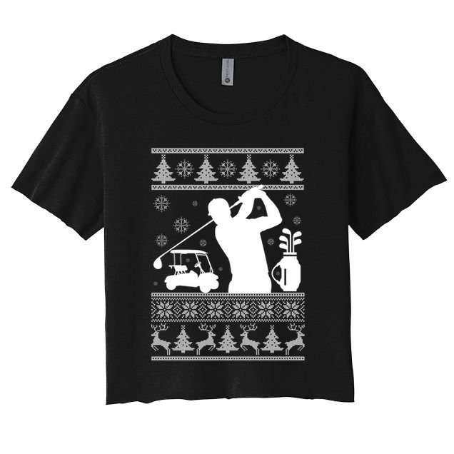 Golfing Fan Ugly Christmas Sweater Crop Top
