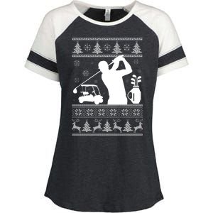 Golfing Fan Ugly Christmas Sweater Enza Ladies Jersey Colorblock Tee