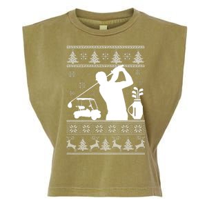 Golfing Fan Ugly Christmas Sweater Garment-Dyed Women's Muscle Tee