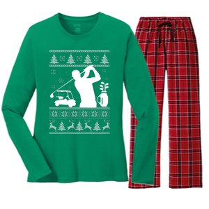 Golfing Fan Ugly Christmas Sweater Women's Long Sleeve Flannel Pajama Set 