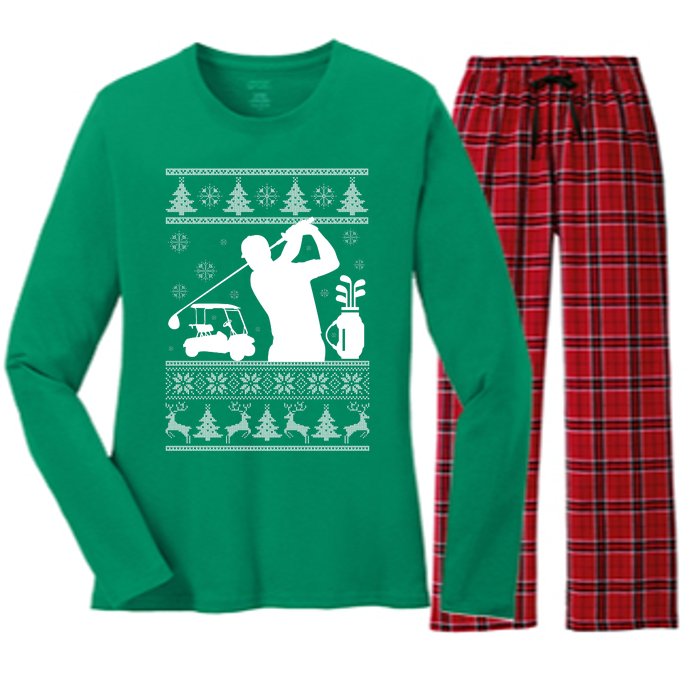 Golfing Fan Ugly Christmas Sweater Women's Long Sleeve Flannel Pajama Set 