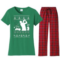 Golfing Fan Ugly Christmas Sweater Women's Flannel Pajama Set