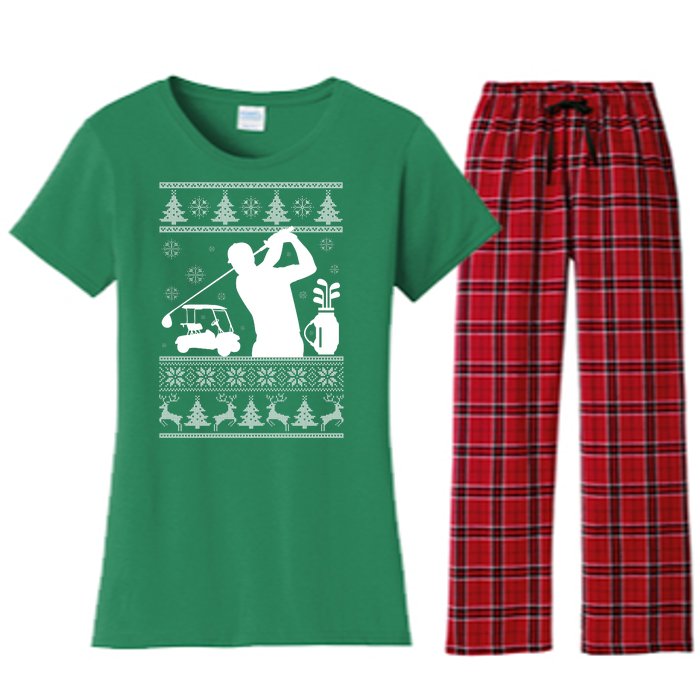 Golfing Fan Ugly Christmas Sweater Women's Flannel Pajama Set