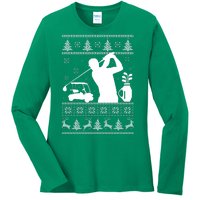 Golfing Fan Ugly Christmas Sweater Ladies Long Sleeve Shirt