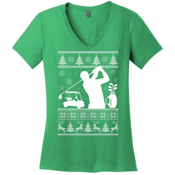 Golfing Fan Ugly Christmas Sweater Women's V-Neck T-Shirt