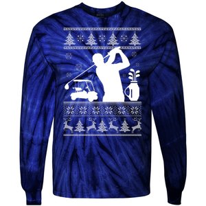 Golfing Fan Ugly Christmas Sweater Tie-Dye Long Sleeve Shirt