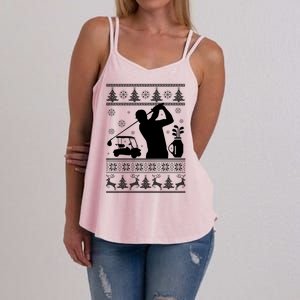 Golfing Fan Ugly Christmas Sweater Women's Strappy Tank