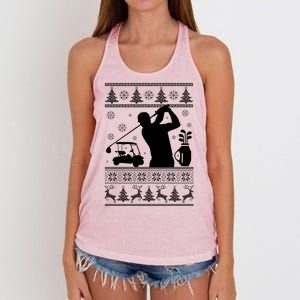 Golfing Fan Ugly Christmas Sweater Women's Knotted Racerback Tank